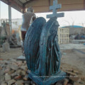 church decoration religious bronze wing angel with cross statue